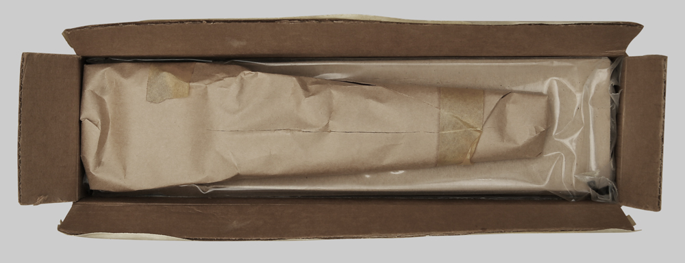 Image of Open Carton Containing Repackaged M7 Bayonet/M8A1 Scabbard.