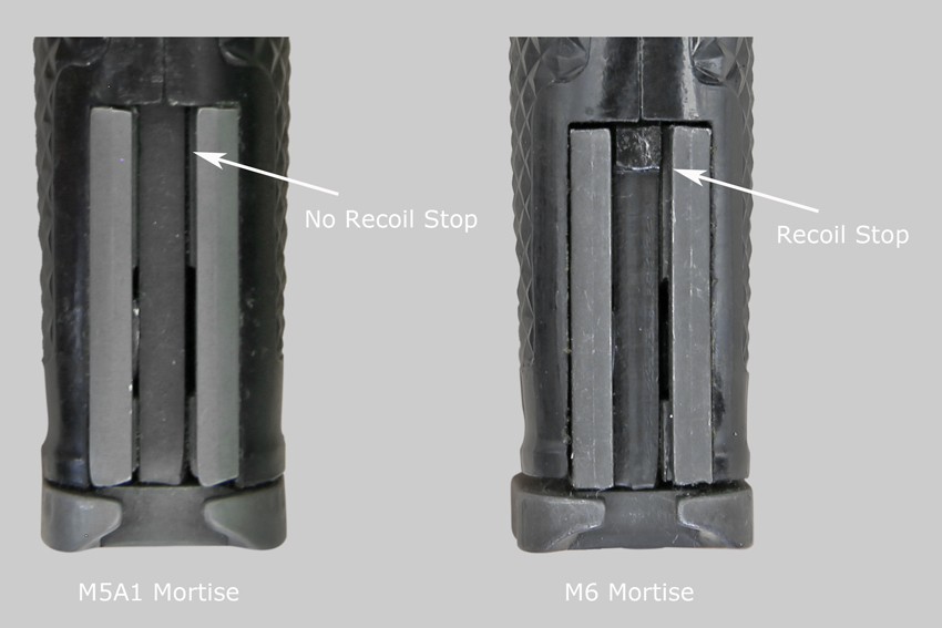 Comparison M5A1 and M6 Moritse Showing M6 Recoil Stop